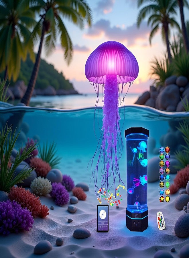 Lightahead LED Sensory Jellyfish Aquarium Lamp with Bluetooth Speaker and Color Changing Light Effects. Majestic and Standing Tall at 12 Inches! Medium (12 Inches Tall) - Image 4